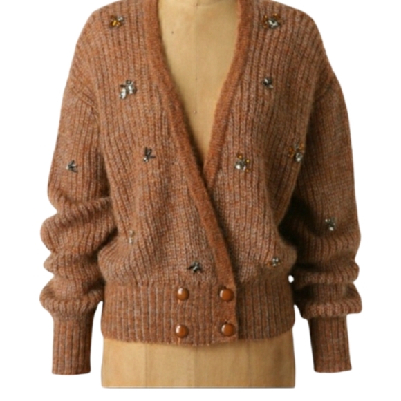 Anthropologie Sweaters - Charlie & Robin Anthropologie Nymph Jeweled Bee Cardigan Sweater Kid Mohair LG